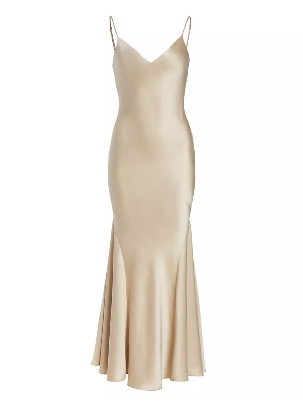 Silk Slip Maxi Dress in Champagne. 100% silk